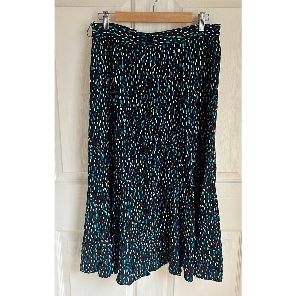 Vintage 100% Rayon Skirt with Confetti Pattern Size M/L| 80's 90's Style